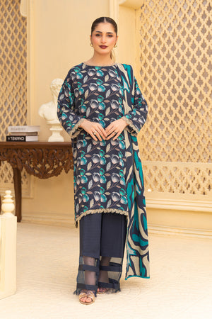 3 Piece Unstitched Black Printed Linen - (Vol-114/08)D5 - SAFANOOOR