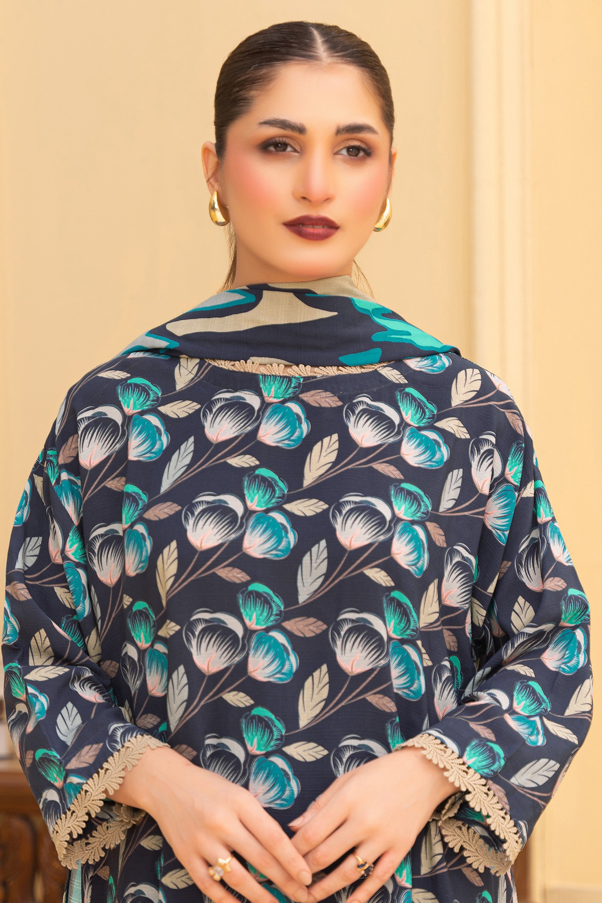 3 Piece Unstitched Black Printed Linen - (Vol-114/08)D5 - SAFANOOOR Main image