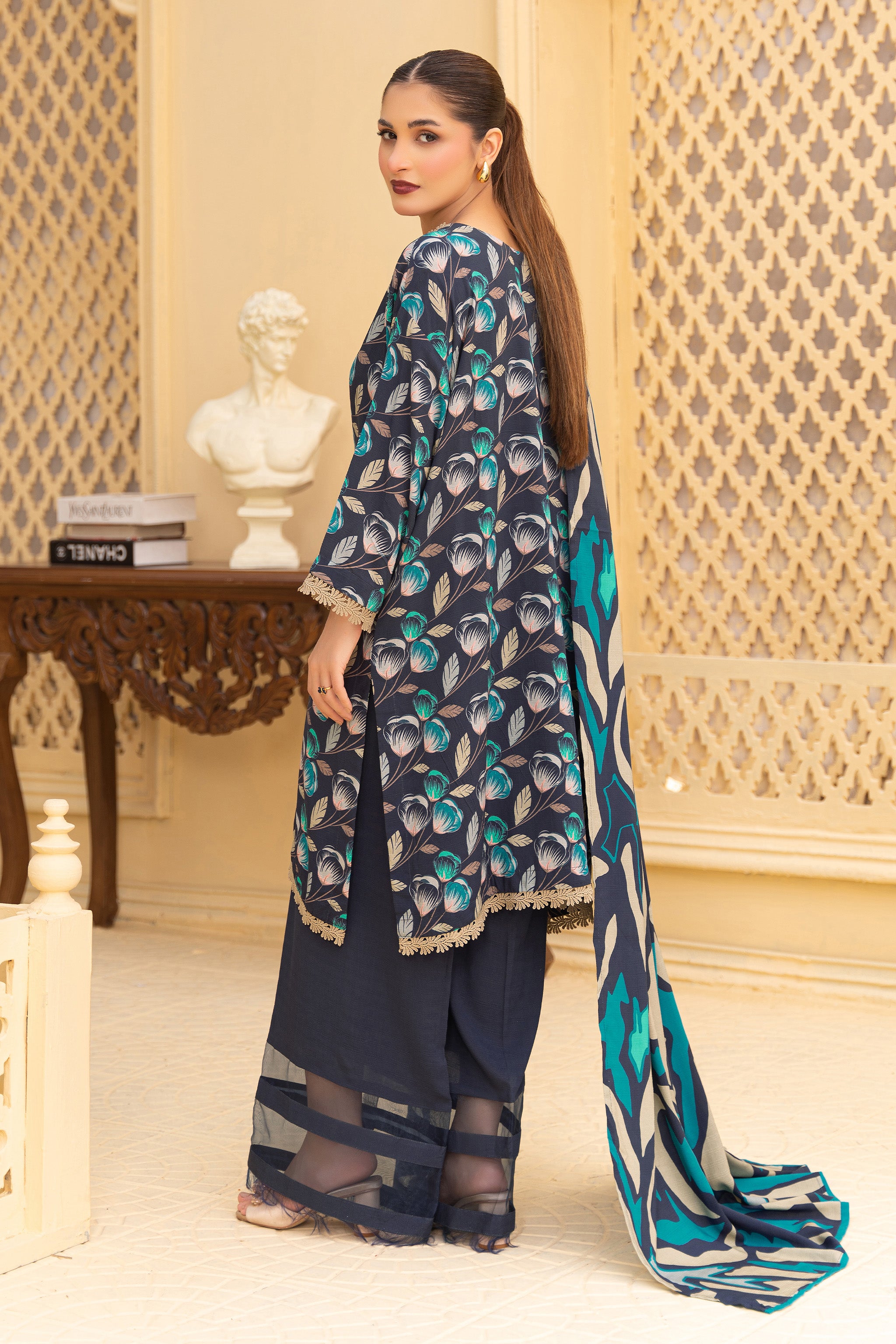 3 Piece Unstitched Black Printed Linen - (Vol-114/08)D5 - SAFANOOOR