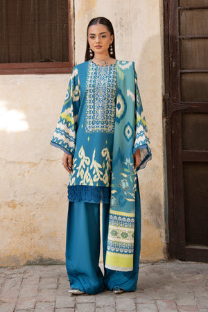 3 Piece Unstitched Blue Emb Linen - (Vol-113/01)D11 - SAFANOOOR