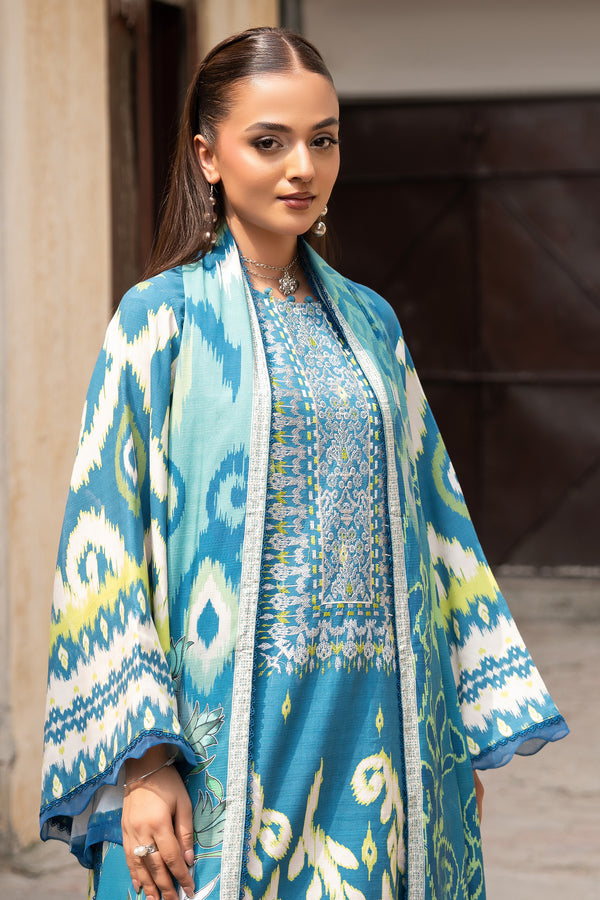 3 Piece Unstitched Blue Emb Linen - (Vol-113/01)D11 - SAFANOOOR