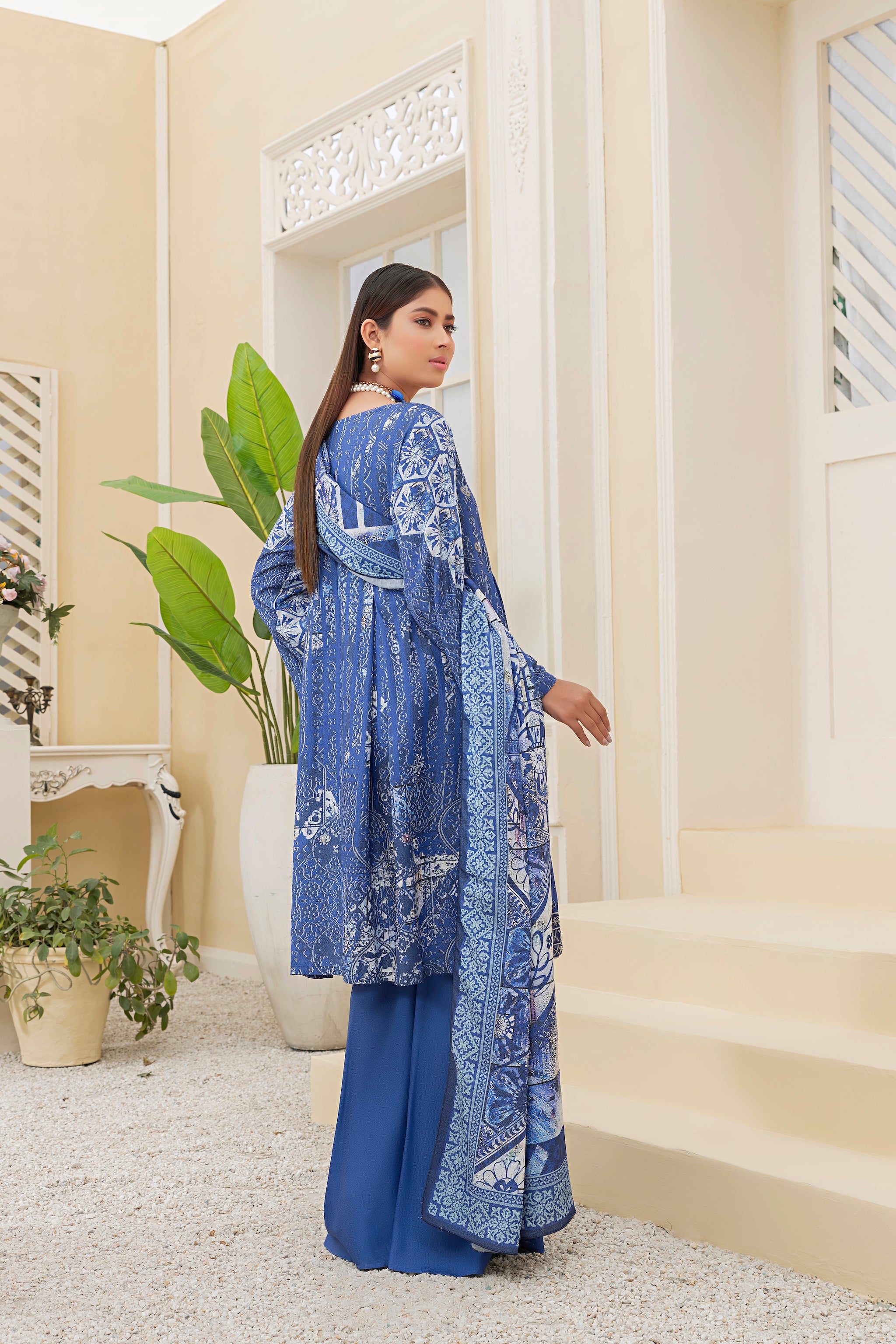 3 Piece Unstitched Blue Embroidered Karandi - (Vol-64/10)3P-W-23-D-1 - SAFANOOR