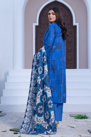 3 Piece Unstitched Blue Embroidered Khaddar - (Vol-115/08)D3 - SAFANOOOR