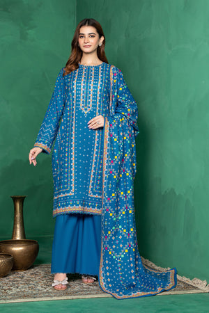 3 Piece Unstitched Blue Printed Cotton - (Vol-110/13)D5 - SAFANOOOR