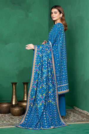 3 Piece Unstitched Blue Printed Cotton - (Vol-110/13)D5 - SAFANOOOR