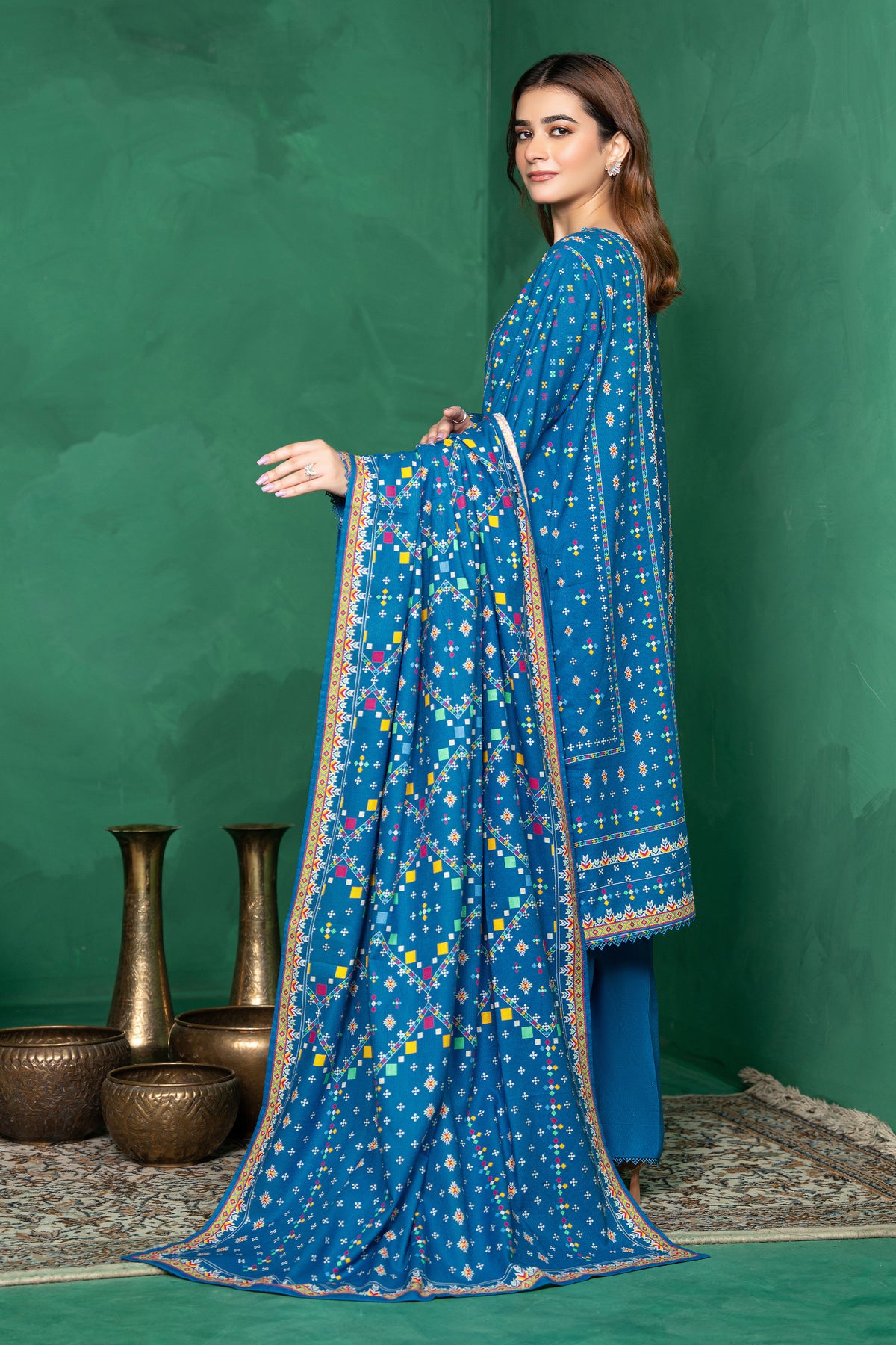 3 Piece Unstitched Blue Printed Cotton - (Vol-110/13)D5 - SAFANOOOR