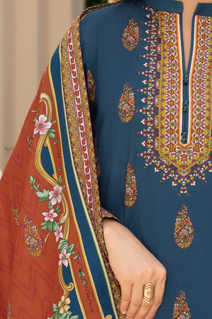 3 Piece Unstitched Blue Printed Khaddar - (Vol-111/10)D5 - SAFANOOOR