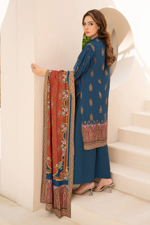 3 Piece Unstitched Blue Printed Khaddar - (Vol-111/10)D5 - SAFANOOOR