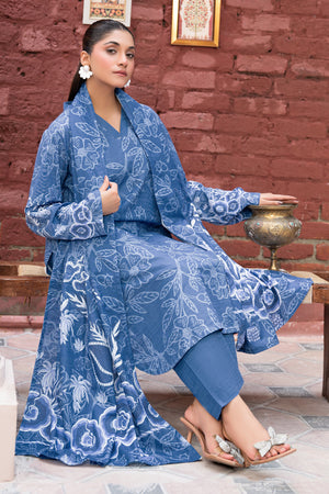 3 Piece Unstitched Blue Printed Khaddar - (Vol-111/11)D12 - SAFANOOOR