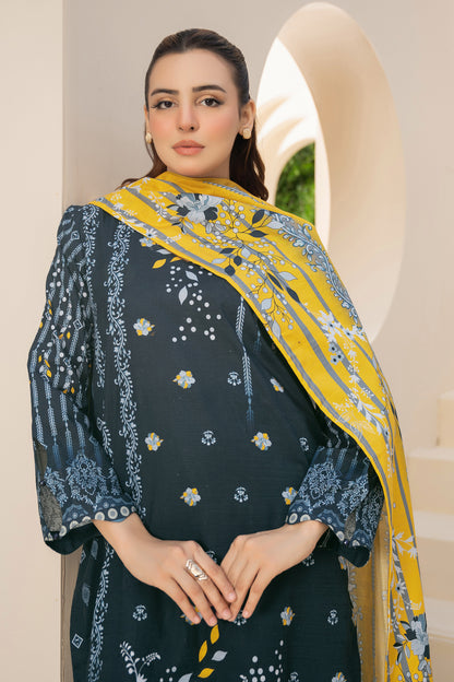 3 Piece Unstitched Bottle Green Printed Khaddar - (Vol-111/10)D10 - SAFANOOOR