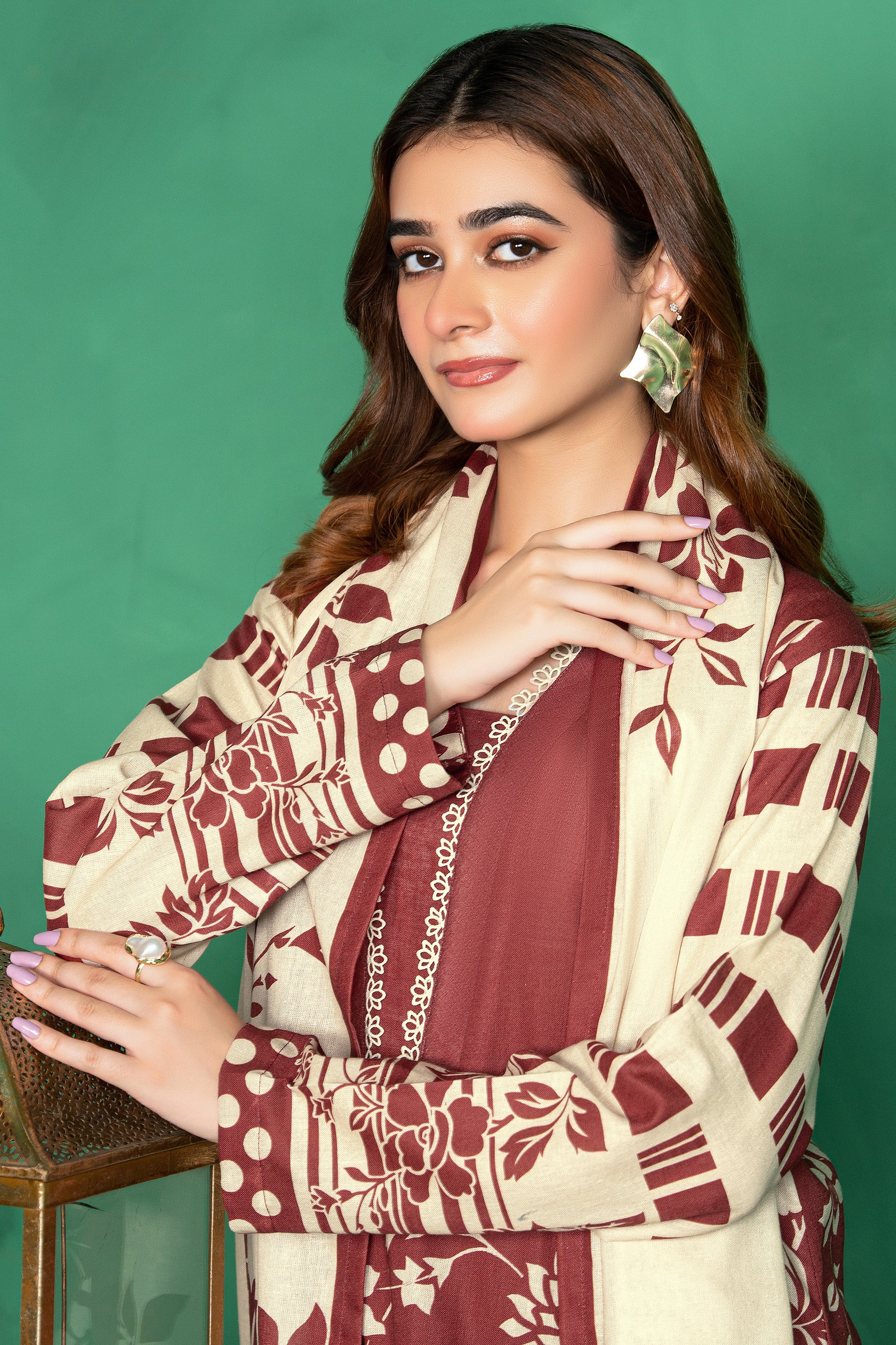 3 Piece Unstitched Brown Printed Cotton - (Vol-110/13)D2 - SAFANOOOR