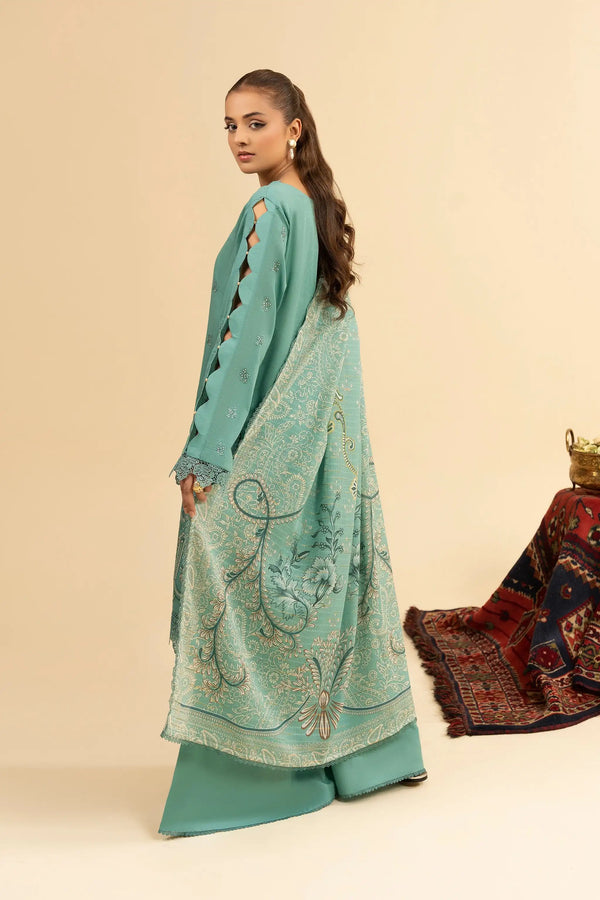 3 Piece Unstitched Cadet Blue Premium Embroidered Jacquard Lawn Suit By Safa Noor Summer 2026 Dahlia Collection