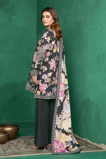 3 Piece Unstitched Charcoal Black Printed Cotton - (Vol-110/13)D6 - SAFANOOOR