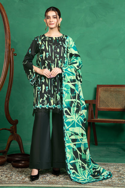 3 Piece Unstitched Chic Black Printed Cotton - (Vol-110/13)D1 - SAFANOOOR