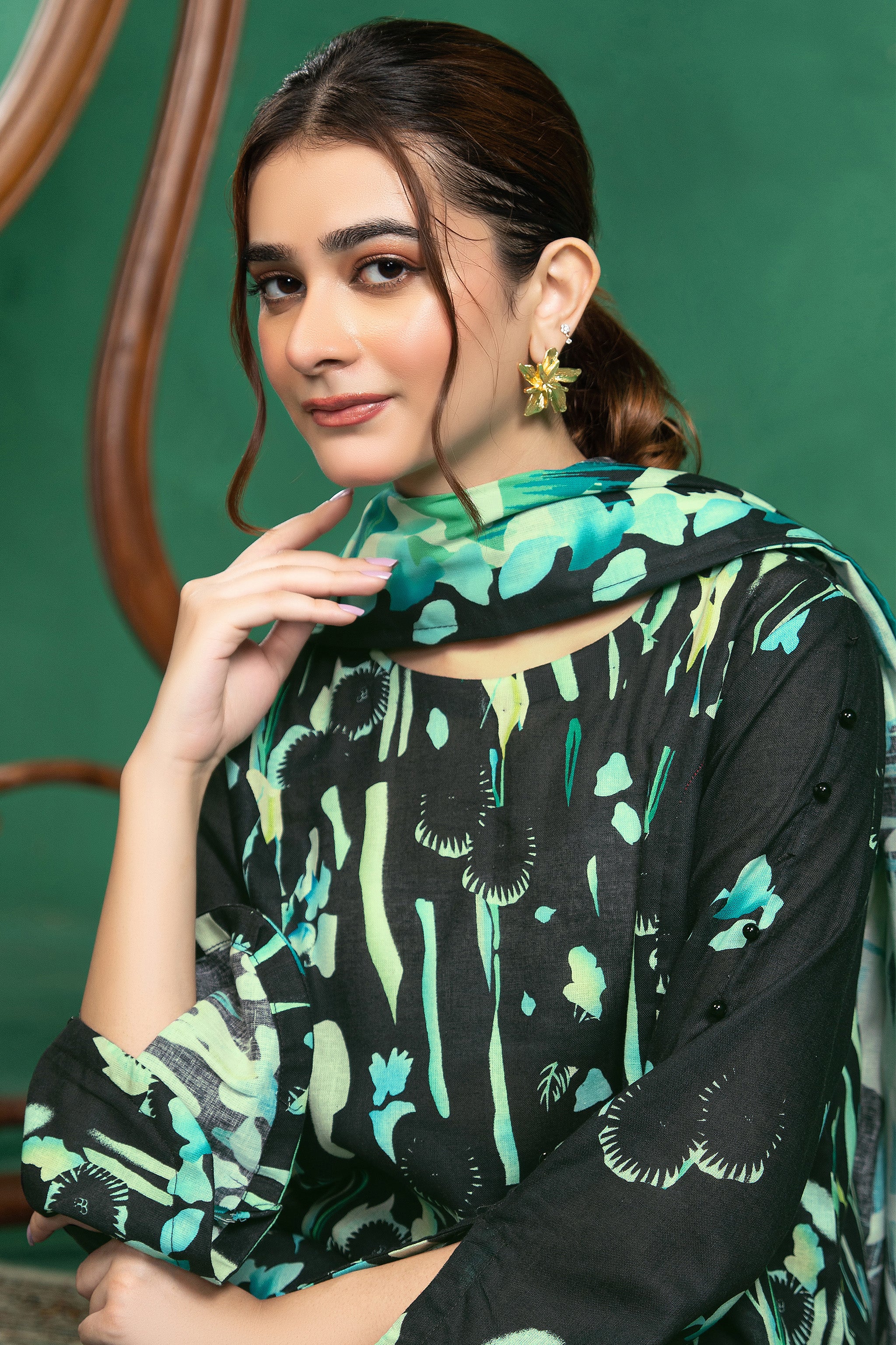 3 Piece Unstitched Chic Black Printed Cotton - (Vol-110/13)D1 - SAFANOOOR