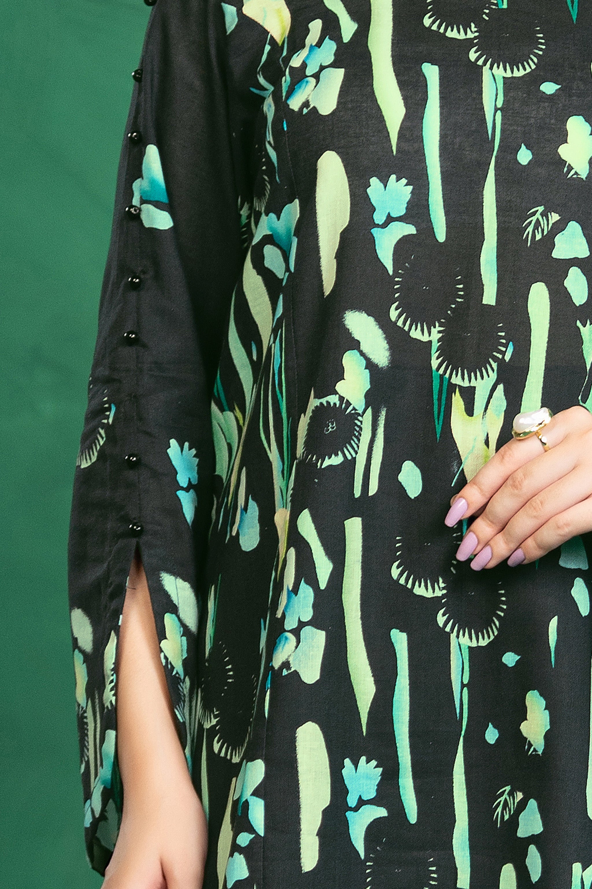 3 Piece Unstitched Chic Black Printed Cotton - (Vol-110/13)D1 - SAFANOOOR