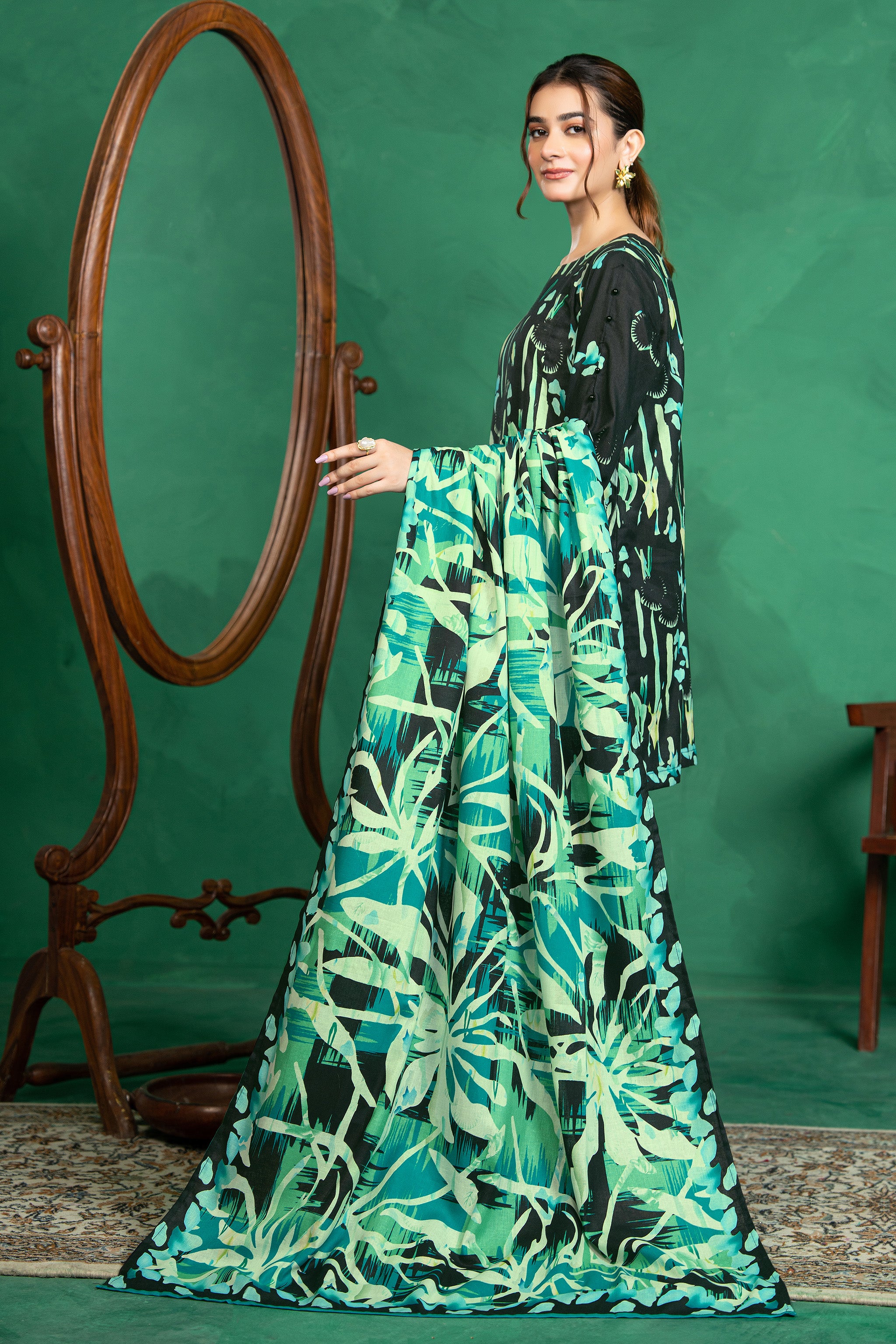 3 Piece Unstitched Chic Black Printed Cotton - (Vol-110/13)D1 - SAFANOOOR