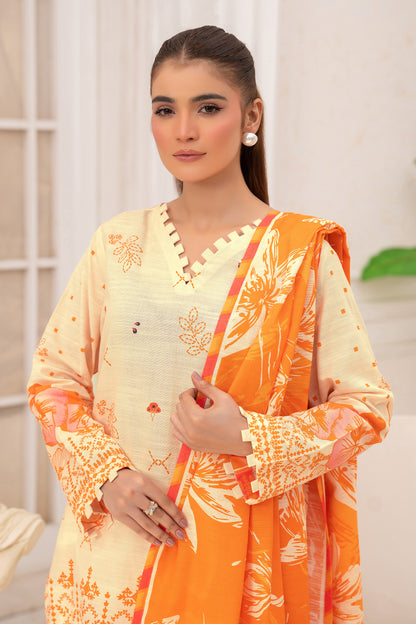 3 Piece Unstitched Cream Premium Khaddar - (Vol-116/12)D8 - SAFANOOOR