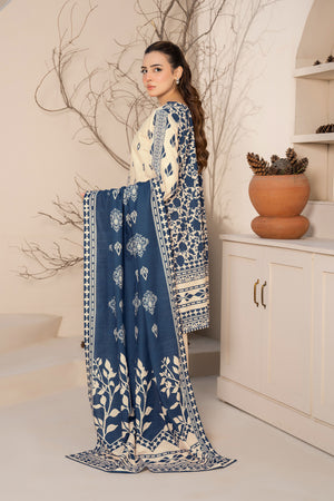 3 Piece Unstitched Cream Printed Khaddar - (Vol-111/10)D1 - SAFANOOOR