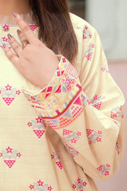 3 Piece Unstitched Cream Printed Khaddar - (Vol-111/11)D6 - SAFANOOOR