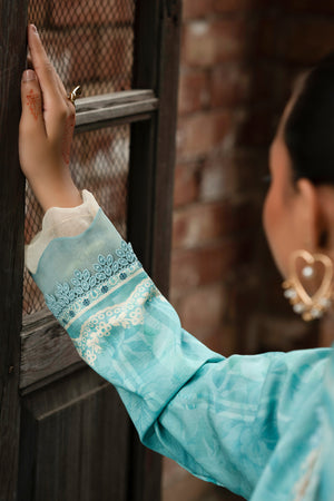 3 Piece Unstitched Cyan Embroidered Linen - (Vol-113/01)D6 - SAFANOOOR