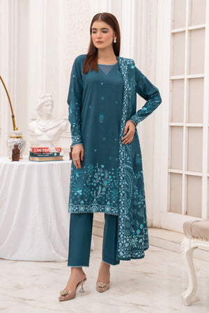 3 Piece Unstitched Dark Blue Premium Khaddar - (Vol-116/12)D4 - SAFANOOOR