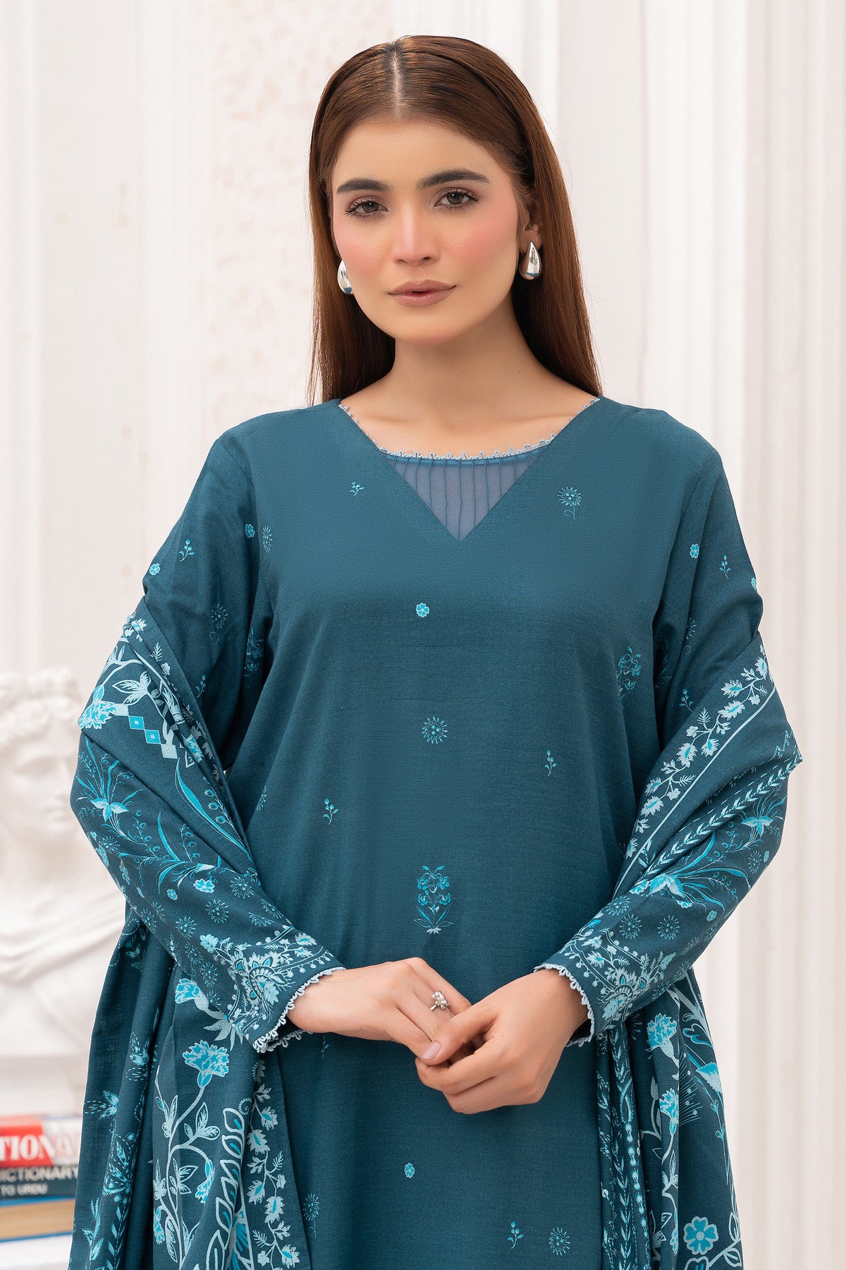 3 Piece Unstitched Dark Blue Premium Khaddar - (Vol-116/12)D4 - SAFANOOOR Main image