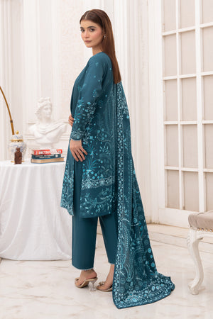 3 Piece Unstitched Dark Blue Premium Khaddar - (Vol-116/12)D4 - SAFANOOOR
