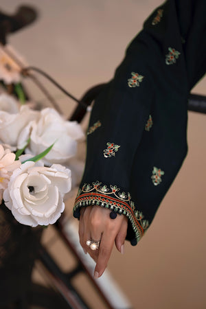 3 Piece Unstitched Dark Green Premium Embroidered Lawn - Safa Noor