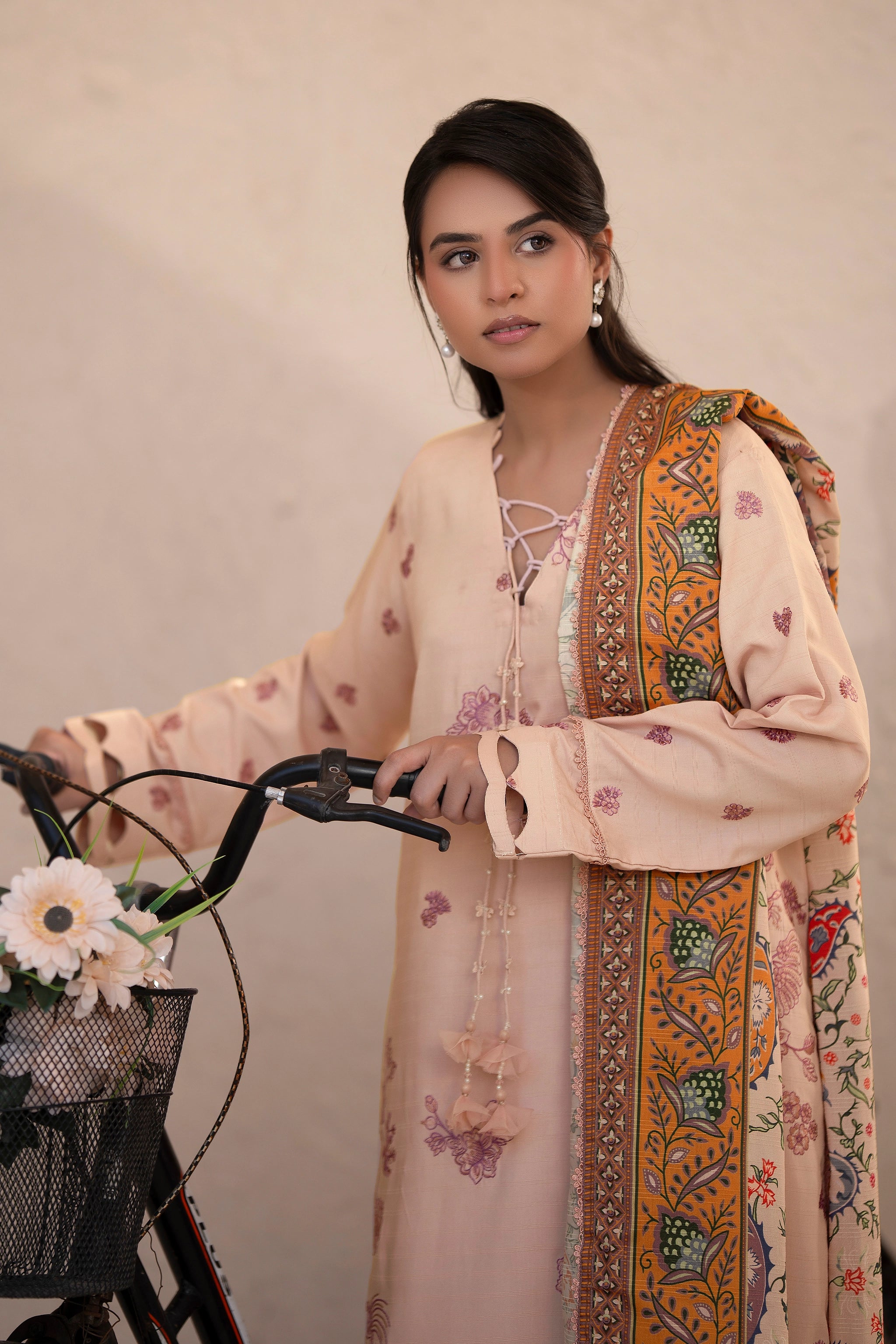 3 Piece Unstitched Desert Sand Premium Embroidered Lawn - Safa Noor