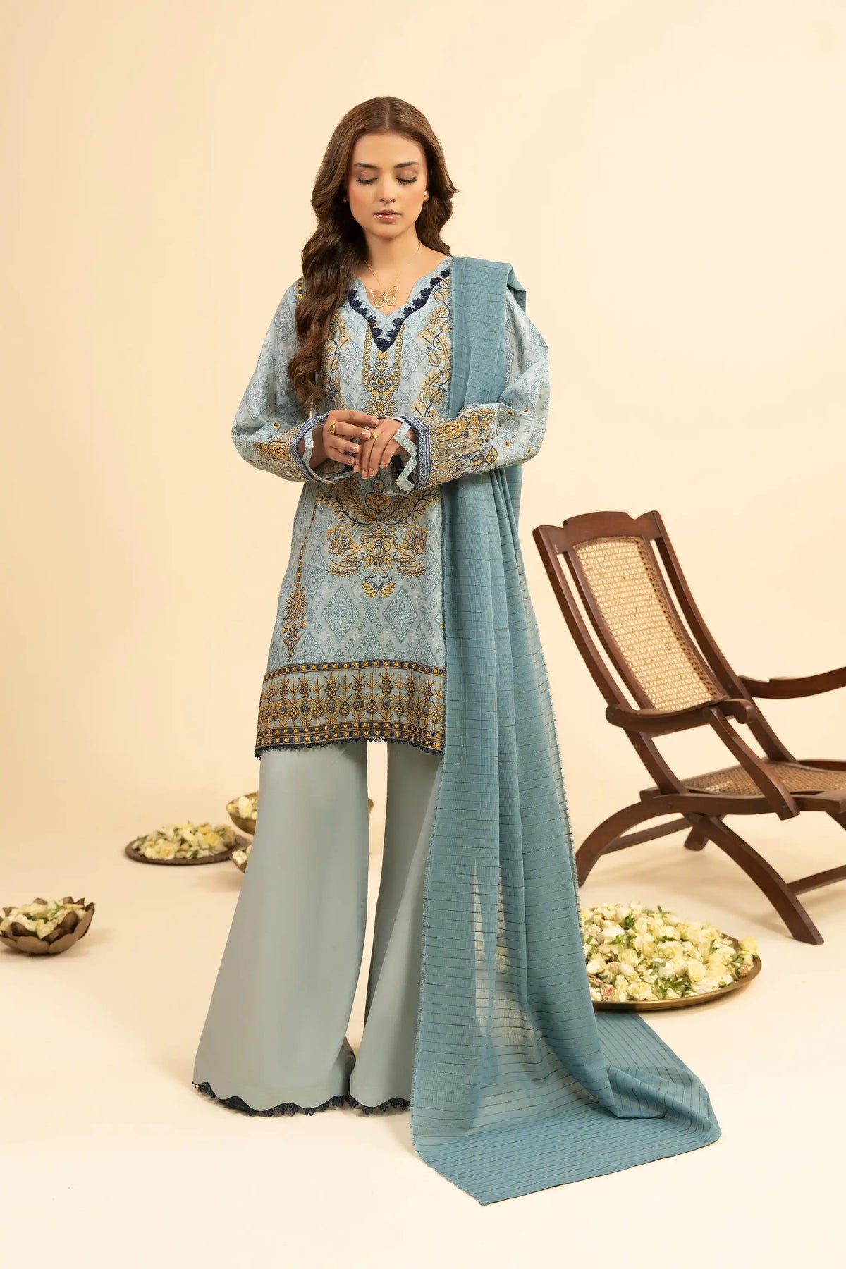 3 Piece Unstitched Dim Gray Premium Embroidered Jacquard Lawn Suit By Safa Noor Summer 2026 Dahlia Collection