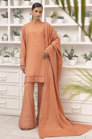 3 Piece Unstitched Dusty Orange - SafaNoor