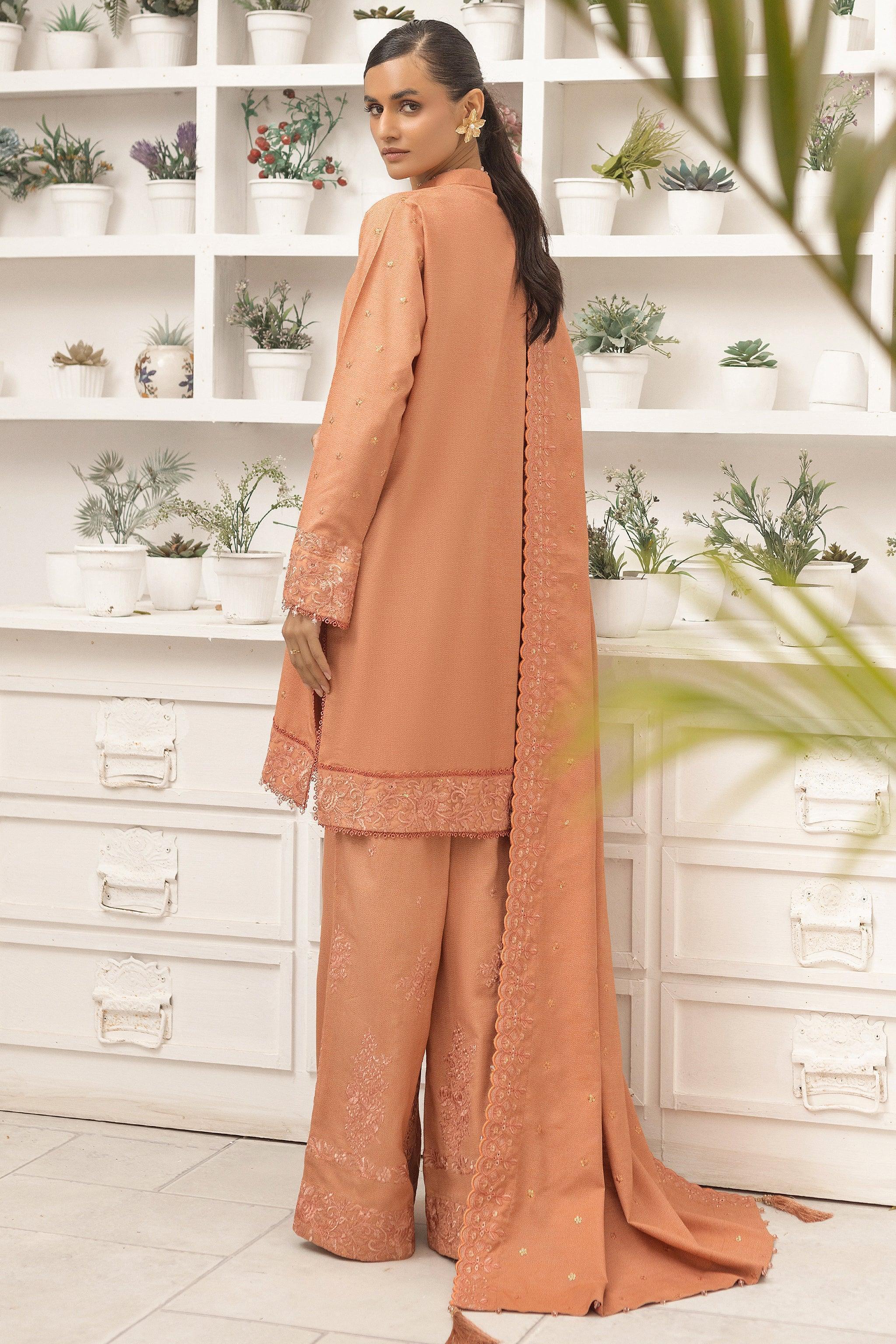 3 Piece Unstitched Dusty Orange - SafaNoor