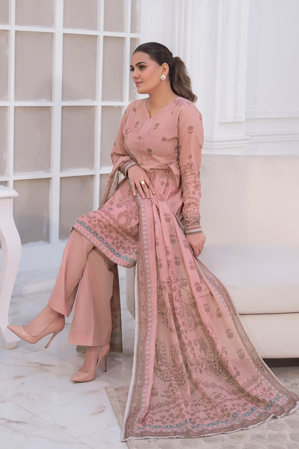 3 Piece Unstitched Dusty Pink Premium Printed Lawn Suit by Safa Noor Nigaah Collection Summer 2026