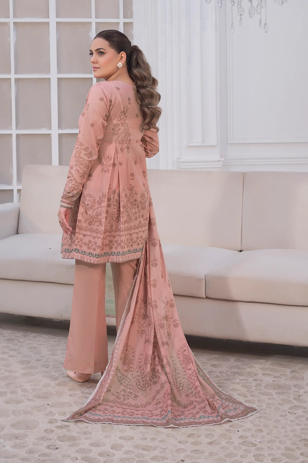 3 Piece Unstitched Dusty Pink Premium Printed Lawn Suit by Safa Noor Nigaah Collection Summer 2026