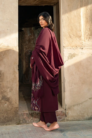 3 Piece Unstitched Dye Warm Naps Deep Coffee Suit