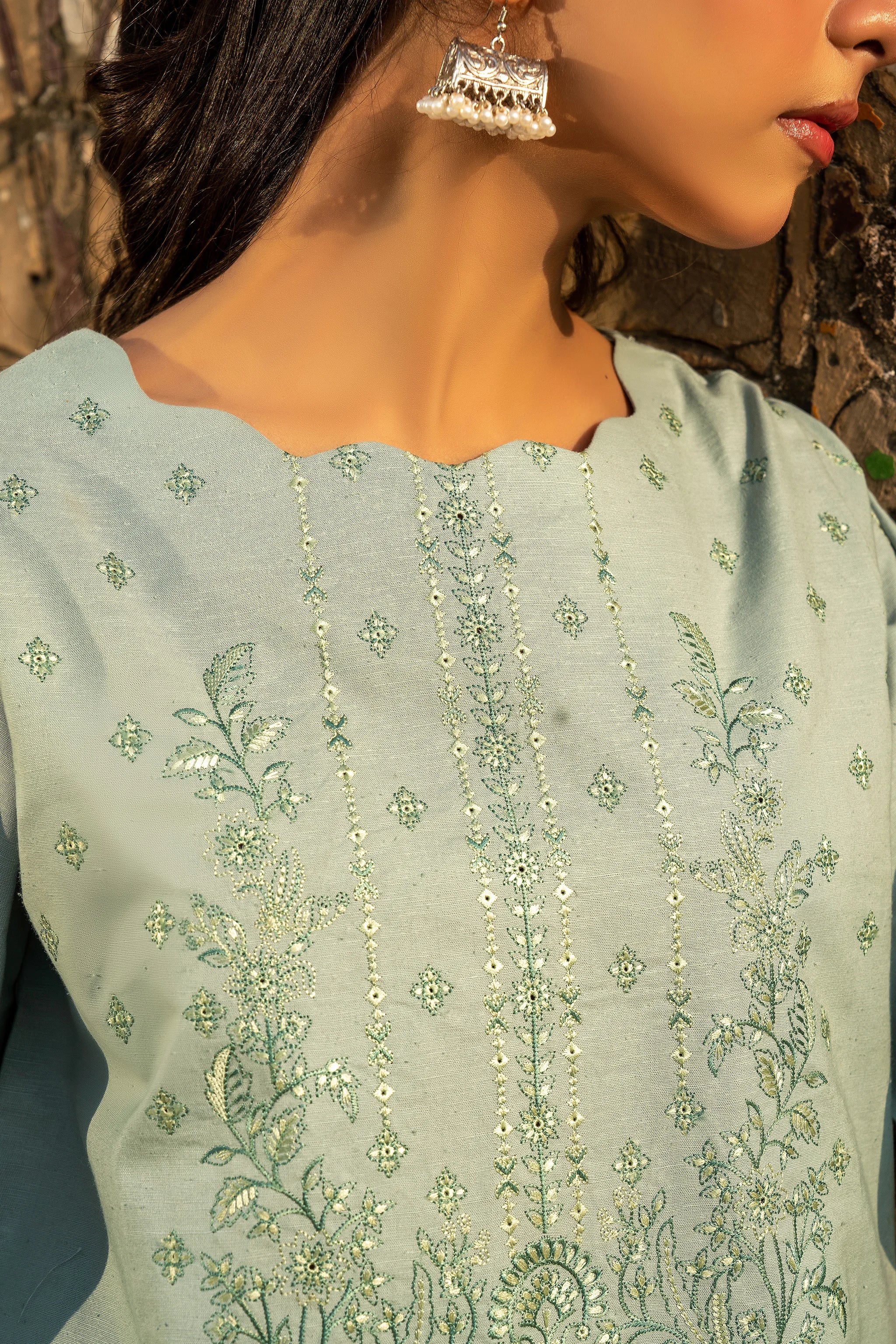 3 Piece Unstitched Dye Warm Naps Green Mist Suit