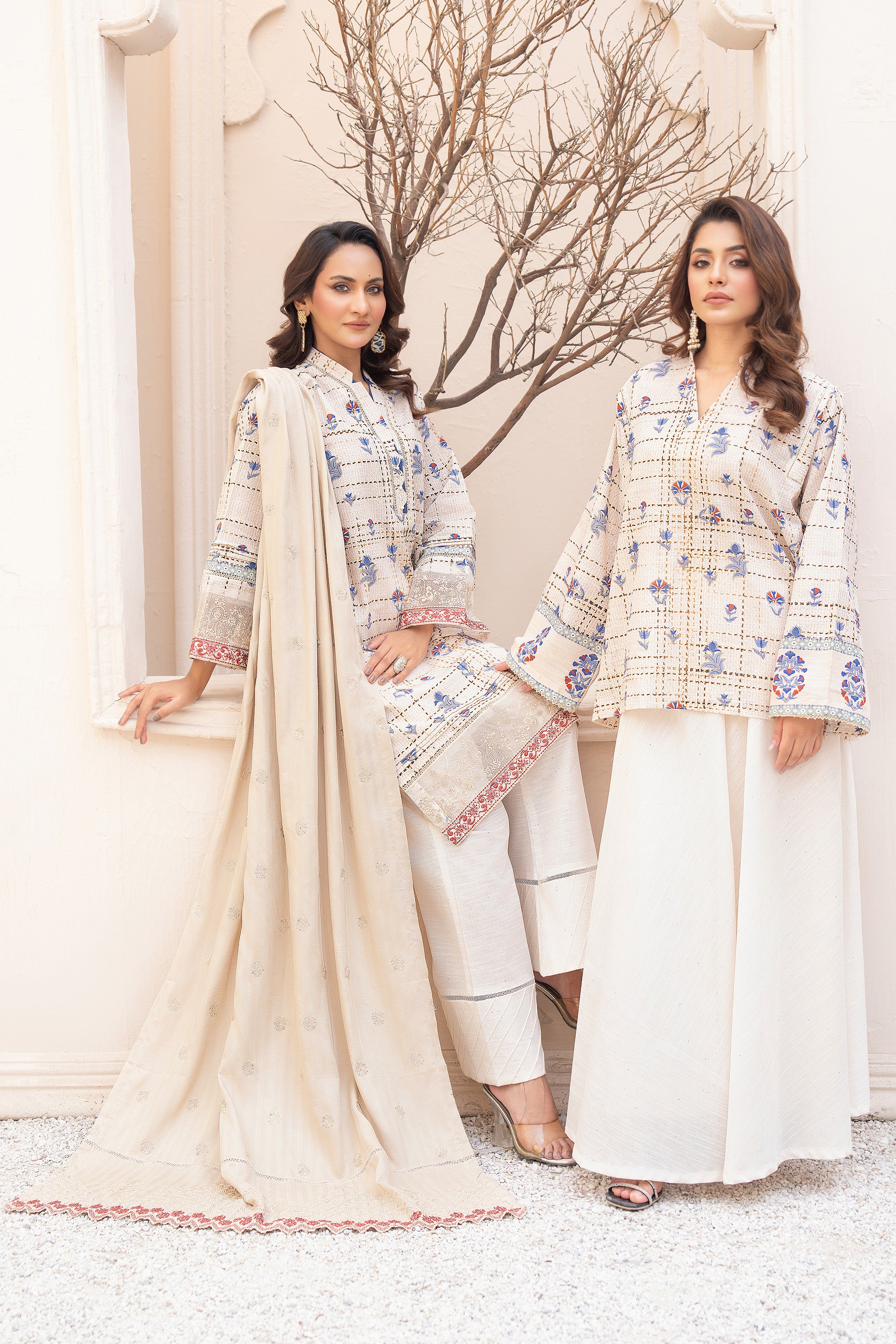 3 Piece Unstitched Embroidered Soft Amber Khaddar