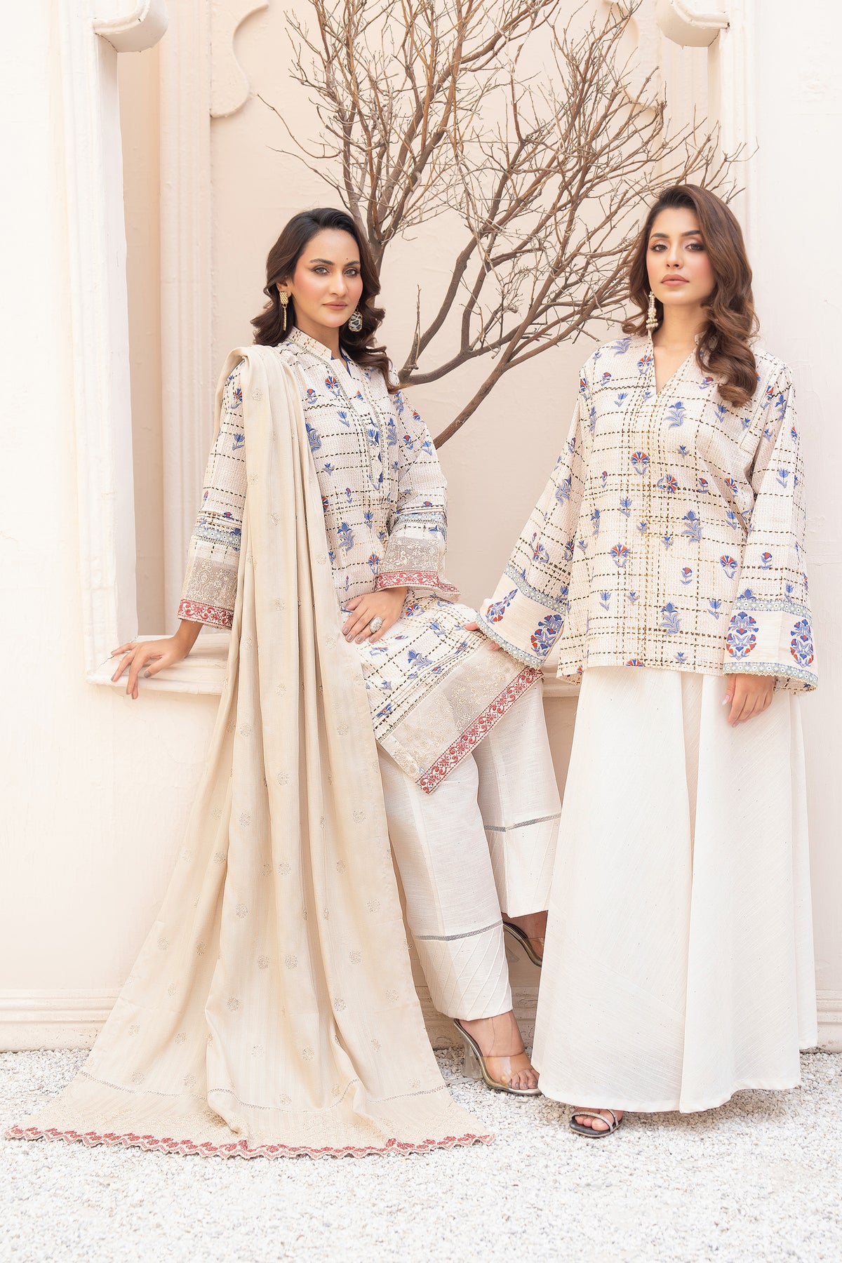 3 Piece Unstitched Embroidered Soft Amber Khaddar