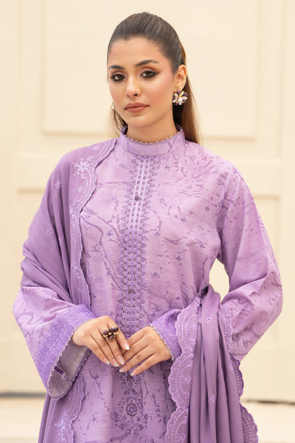 3 Piece Unstitched Embroidered Trendy Pink Khaddar