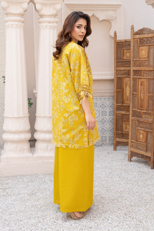 3 Piece Unstitched Embroidered Yellow Khaddar