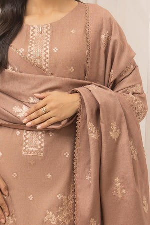 3 Piece Unstitched Fawn Brown - SafaNoor