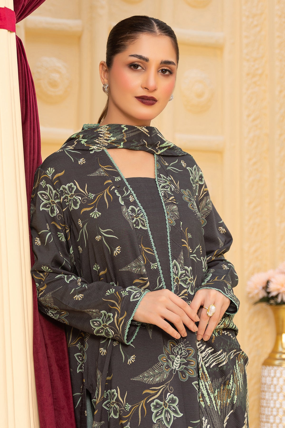 3 Piece Unstitched Gray Printed Linen - (Vol-114/08)D6- SAFANOOOR