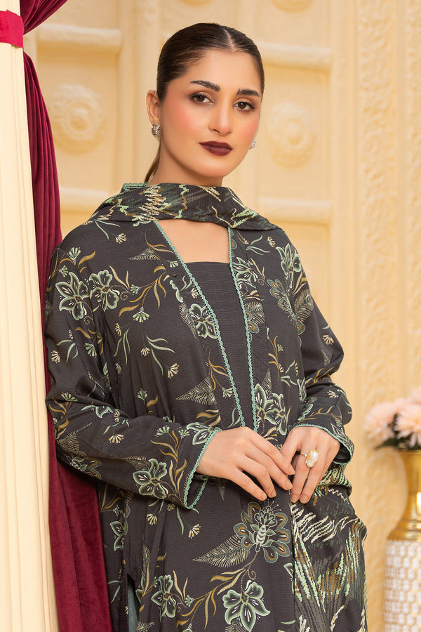 3 Piece Unstitched Gray Printed Linen - (Vol-114/08)D6- SAFANOOOR