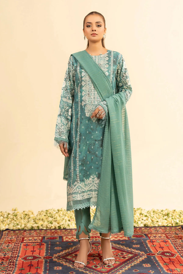 3 Piece Unstitched Grayish Green Premium Embroidered Jacquard Lawn Suit By Safa Noor Summer 2026 Dahlia Collection