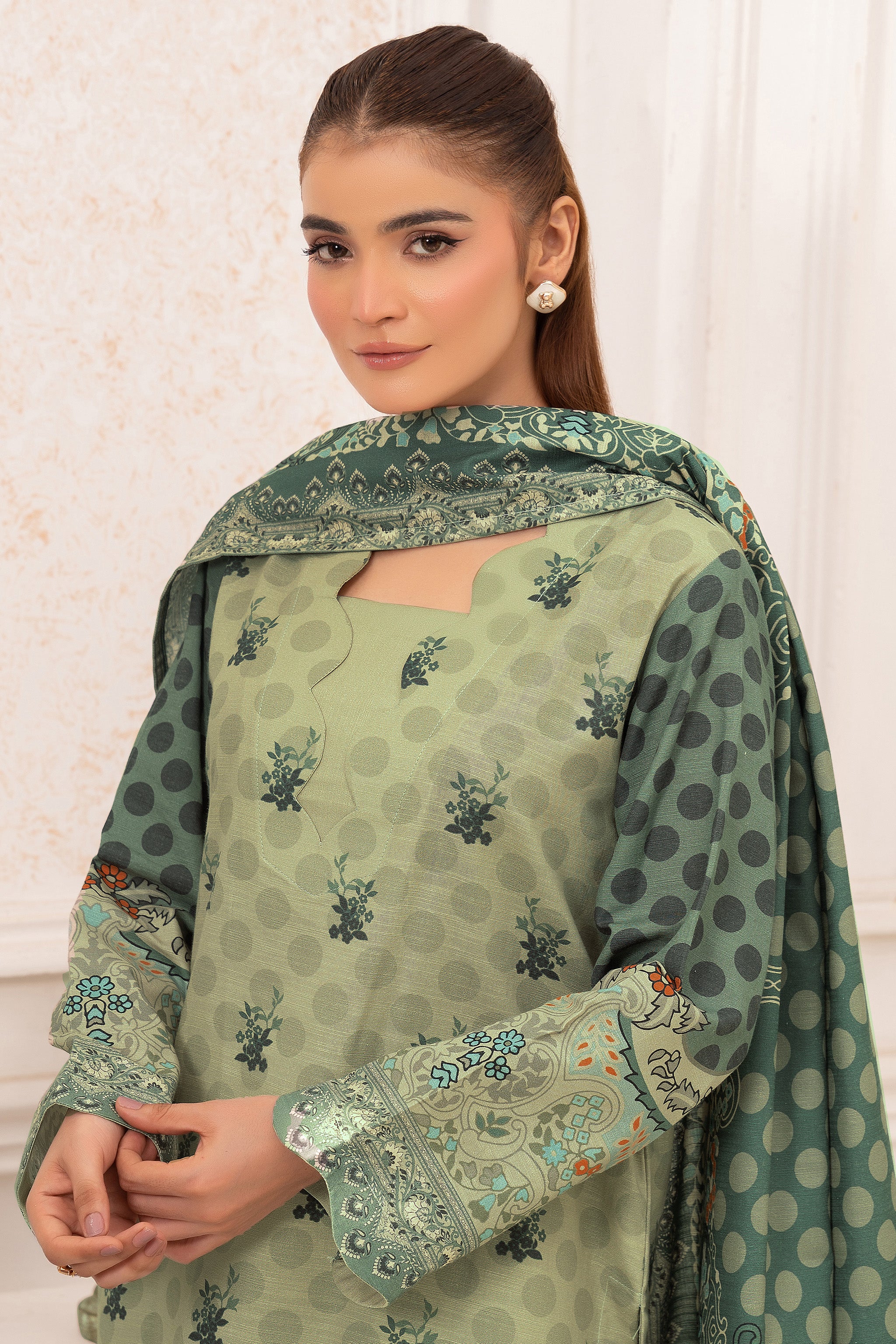 3 Piece Unstitched Green Premium Khaddar - (Vol-116/12)D10 - SAFANOOOR