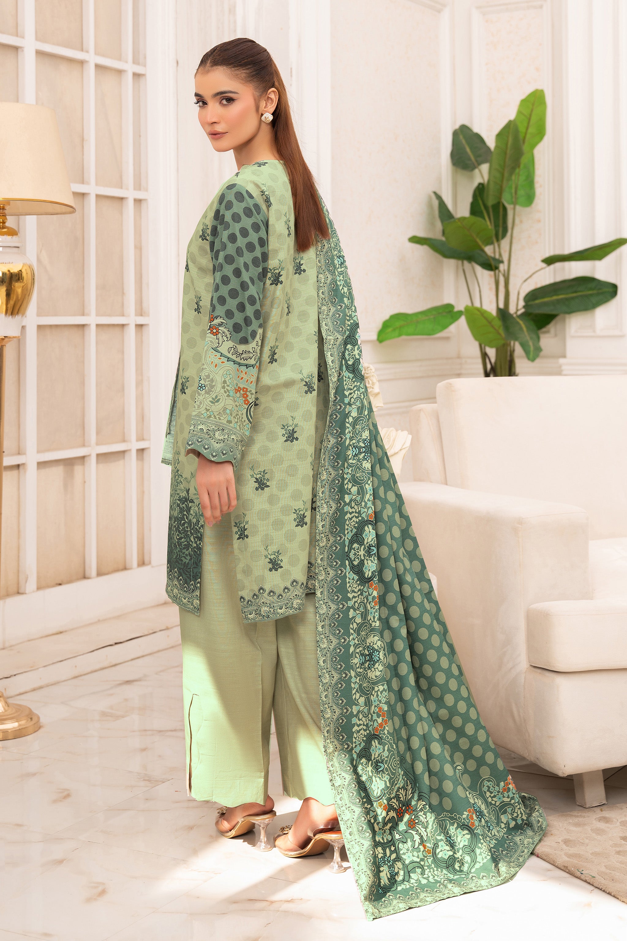 3 Piece Unstitched Green Premium Khaddar - (Vol-116/12)D10 - SAFANOOOR