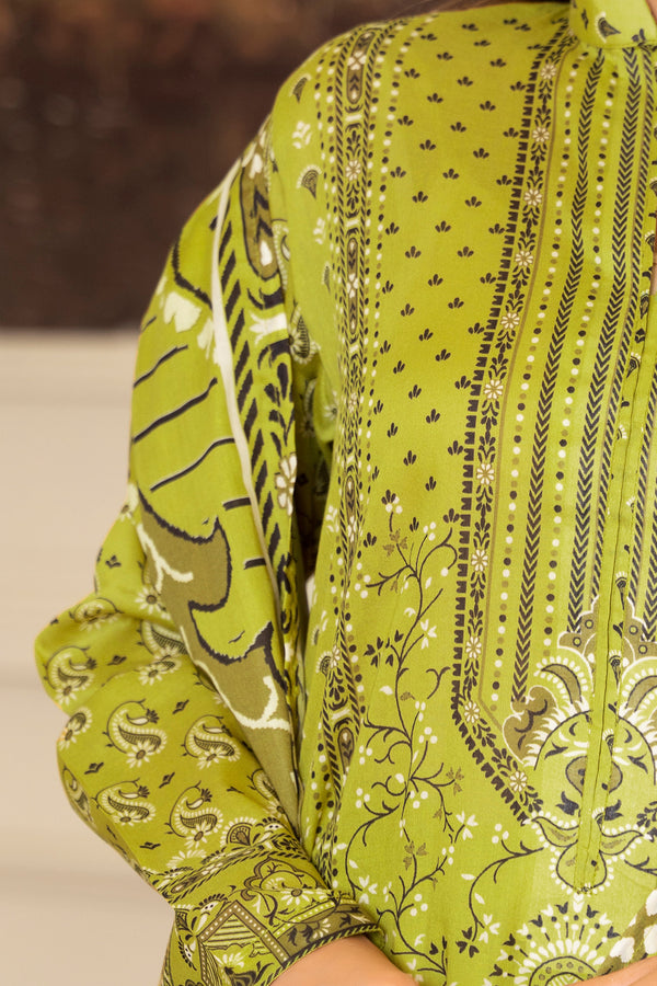 3 Piece Unstitched Green Printed Lawn - (Vol-104/24)3P-S-25-D11 - SAFANOOR