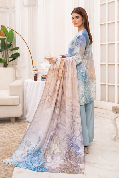 3 Piece Unstitched Ice Blue Premium Khaddar - (Vol-116/12)D5- SAFANOOOR