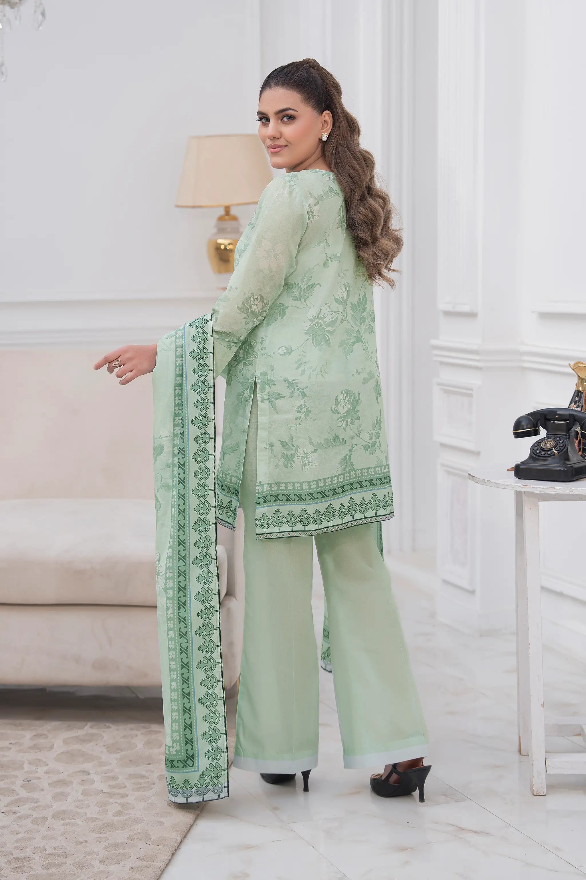 3 Piece Unstitched Laurel Green Premium Printed Lawn Suit by Safa Noor Nigaah Collection Summer 2026